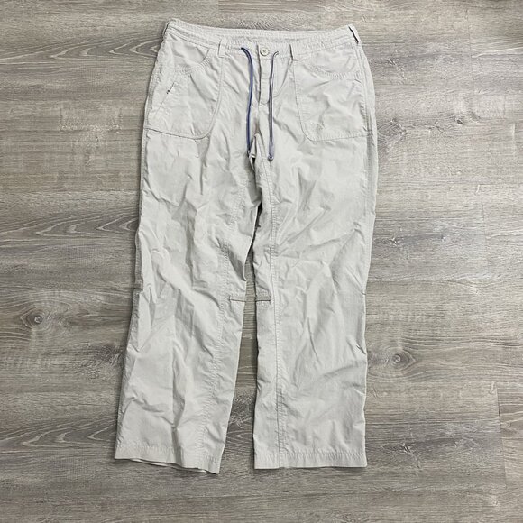North Face Pants Womens 14 Short Beige Outdoor Pockets Activewear Drawstring - Picture 2 of 5